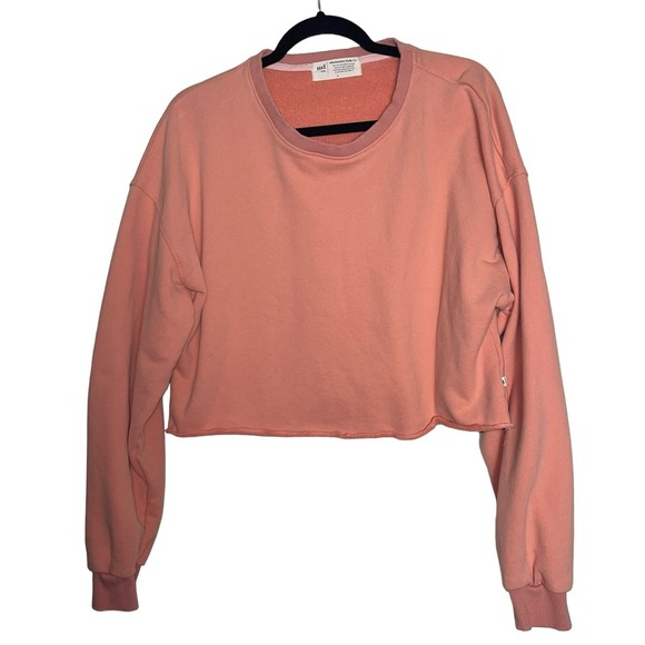 Minimalist Folk Co Coral Orange Cropped Pullover Sweater Size Large - Picture 6 of 8